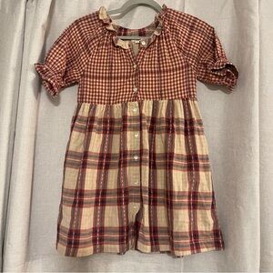 Lali Girls Plaid Cotton Bottom Down Dress